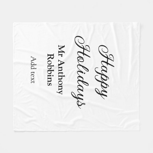 Happy holidays add name date year simple minimChri Fleece Deken (Voorkant (Horizontaal))