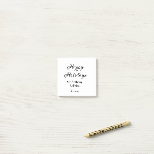 Happy holidays add name date year simple minimChri Post-it® Notes (Op bureau)