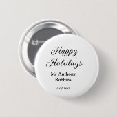 Happy holidays add name date year simple minimChri Ronde Button 5,7 Cm (Voorkant /achterkant)