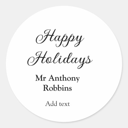 Happy holidays add name date year simple minimChri Ronde Sticker (Voorkant)