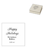 Happy holidays add name date year simple minimChri Rubberstempel (Gestempeld)