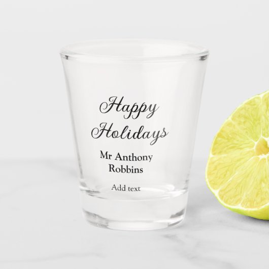 Happy holidays add name date year simple minimChri Shot Glas (Voorkant)