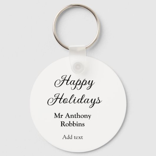 Happy holidays add name date year simple minimChri Sleutelhanger (Voorkant)