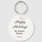 Happy holidays add name date year simple minimChri Sleutelhanger (Achterkant)