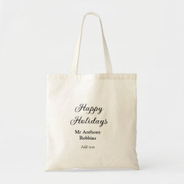 Happy holidays add name date year simple minimChri Tote Bag