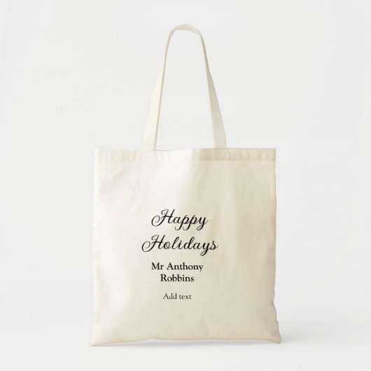 Happy holidays add name date year simple minimChri Tote Bag (Voorkant)