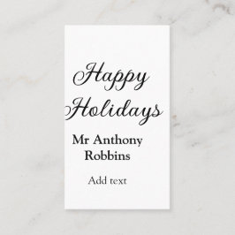 Happy holidays add name date year simple minimChri Visitekaartje