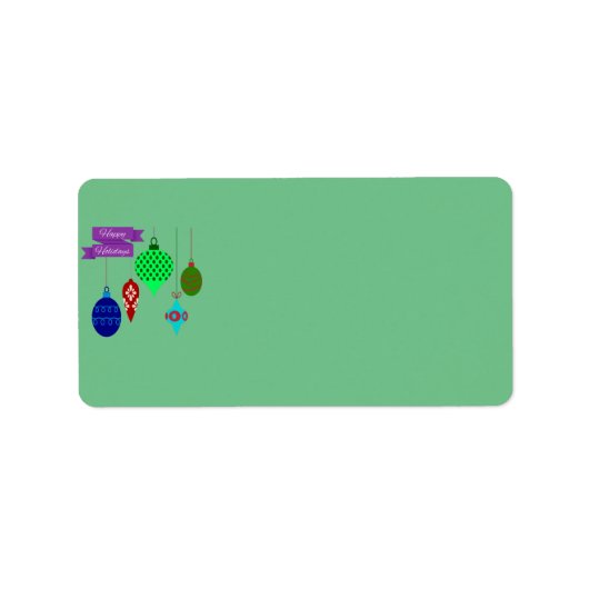 Happy Holidays and Hanging Ornaments Etiket (Voorkant)