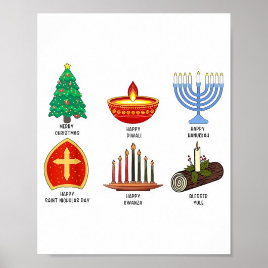 Happy Holidays Around The World Multicultural Cele Poster (Voorkant)