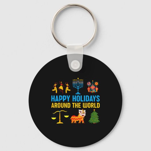 Happy Holidays Around The World Multicultural Matc Sleutelhanger (Voorkant)
