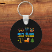 Happy Holidays Around The World Multicultural Matc Sleutelhanger (Voorkant)