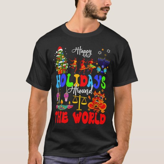 Happy Holidays Around World Matching Family Vacati T-shirt (Voorkant)