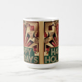 Happy Holidays Art Deco Gold Morphing Mug Magische Mok (Midden)