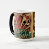 Happy Holidays Art Deco Gold Morphing Mug Magische Mok (Voorkant links)