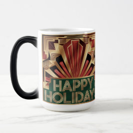 Happy Holidays Art Deco Gold Morphing Mug Magische Mok