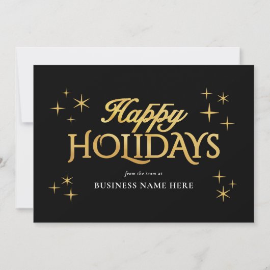 Happy Holidays Black Gold Elegant Modern Business Feestdagenkaart (Voorkant)