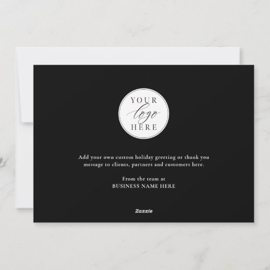 Happy Holidays Black Gold Elegant Modern Business Feestdagenkaart (Achterkant)