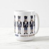 Happy Holidays Blue and Silver Nutcrackers Mug Koffiemok (Voorkant rechts)