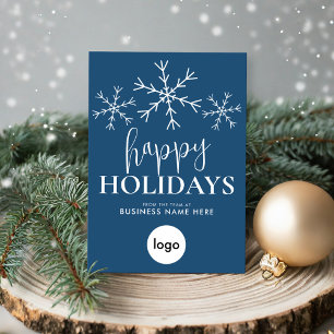 Happy Holidays Blue Modern Logo Business Feestdagenkaart