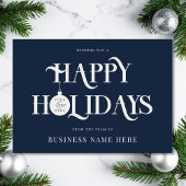 Happy Holidays Blue Modern Logo Business Feestdagenkaart