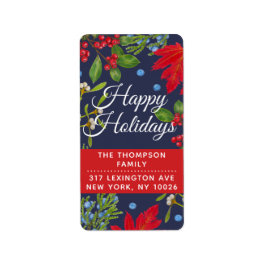 Happy Holidays • Botanical Winter Plants Bright Etiket
