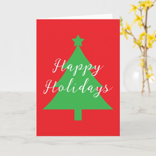 Happy Holidays Bright Red Christmas New Year Kaart (Gele Bloem)