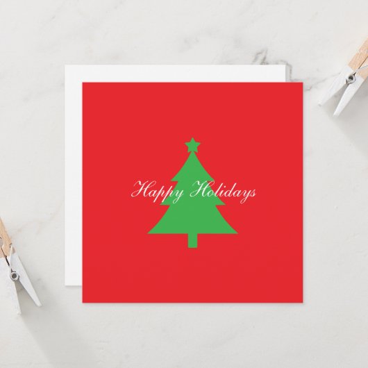 Happy Holidays Bright Red Christmas New Year Kaart (Voorkant / Achterkant in situ)