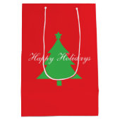 Happy Holidays Bright Red Christmas New Year Medium Cadeauzakje (Achterkant)