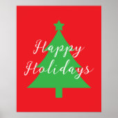 Happy Holidays Bright Red Christmas New Year Poster (Voorkant)