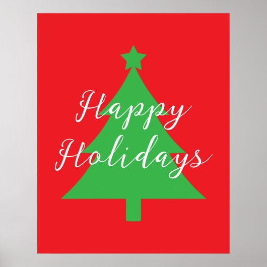 Happy Holidays Bright Red Christmas New Year Poster (Voorkant)