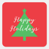 Happy Holidays Bright Red Christmas New Year Vierkante Sticker (Voorkant)