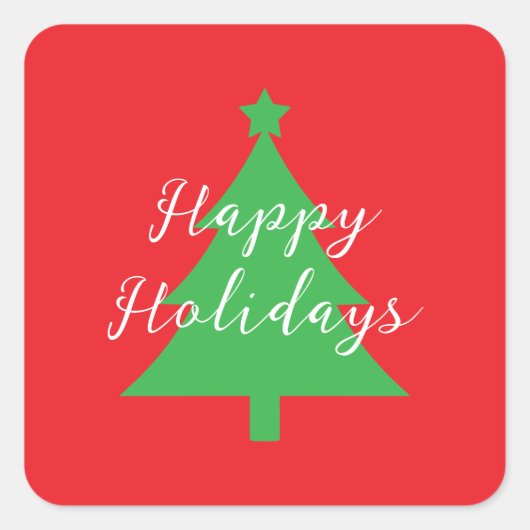 Happy Holidays Bright Red Christmas New Year Vierkante Sticker (Voorkant)