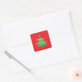 Happy Holidays Bright Red Christmas New Year Vierkante Sticker (Envelop)