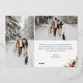 Happy Holidays Brush Script Berry 7 Photo Collage Folie Feestdagenkaart (Achterkant)