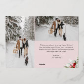 Happy Holidays Brush Script Berry 7 Photo Collage Folie Feestdagenkaart (Achterkant)