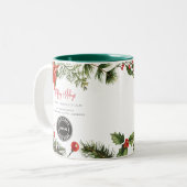Happy Holidays Business Logo Employees Christmas Tweekleurige Koffiemok (Voorkant links)