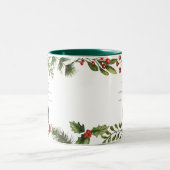 Happy Holidays Business Logo Employees Christmas Tweekleurige Koffiemok (Center)