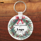 Happy Holidays Business Logo Gift for Clients Sleutelhanger (Achterkant)