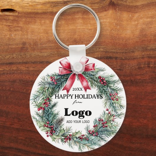 Happy Holidays Business Logo Gift for Clients Sleutelhanger (Voorkant)