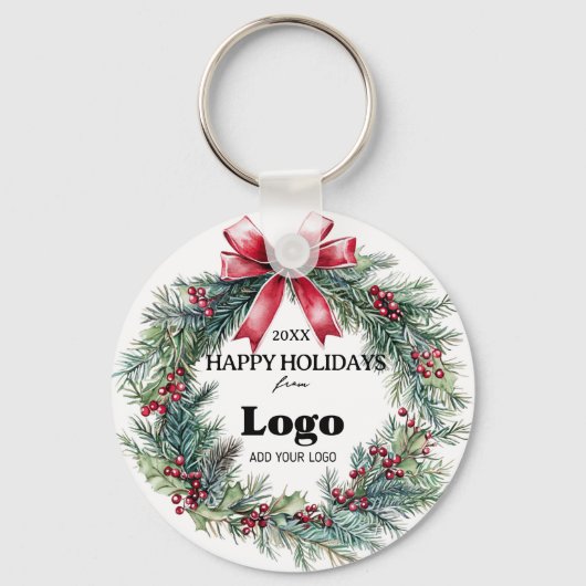 Happy Holidays Business Logo Gift for Clients Sleutelhanger (Achterkant)
