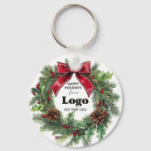 Happy Holidays Business Logo Keychains For Clients Sleutelhanger (Voorkant)