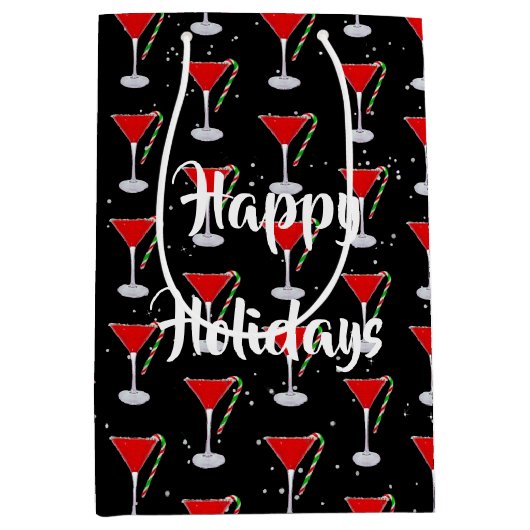 Happy Holidays Candy Cane Martini  Medium Cadeauzakje (Voorkant)