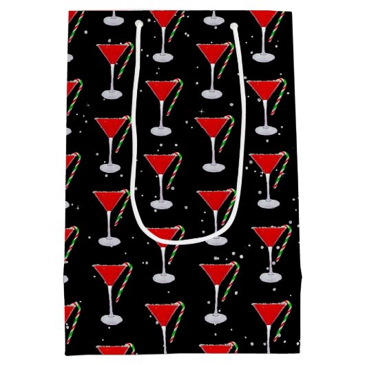 Happy Holidays Candy Cane Martini Medium Cadeauzakje (Achterkant)