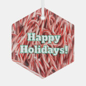 Happy Holidays Candy Cane Style Glas Ornament (Voorkant)