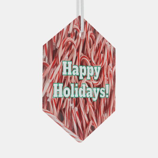 Happy Holidays Candy Cane Style Glas Ornament (Voorkant Rechts)