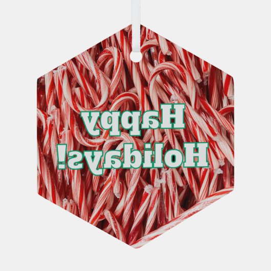 Happy Holidays Candy Cane Style Glas Ornament (Achterkant)
