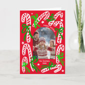 Happy Holidays Candycanes CUSTOM PHOTO Christmas Feestdagen Kaart (Voorkant)