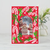 Happy Holidays Candycanes CUSTOM PHOTO Christmas Feestdagenkaart (Staand voorkant)