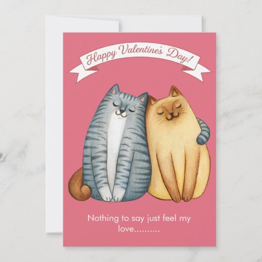 Happy Holidays Cat Valentine's Love Pink Feestdagenkaart (Voorkant)