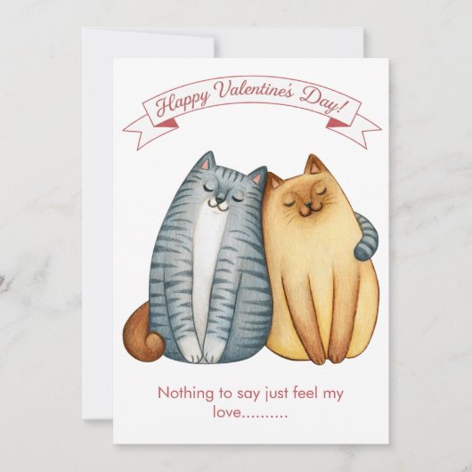 Happy Holidays Cat Valentine's Love White Feestdagenkaart (Voorkant)